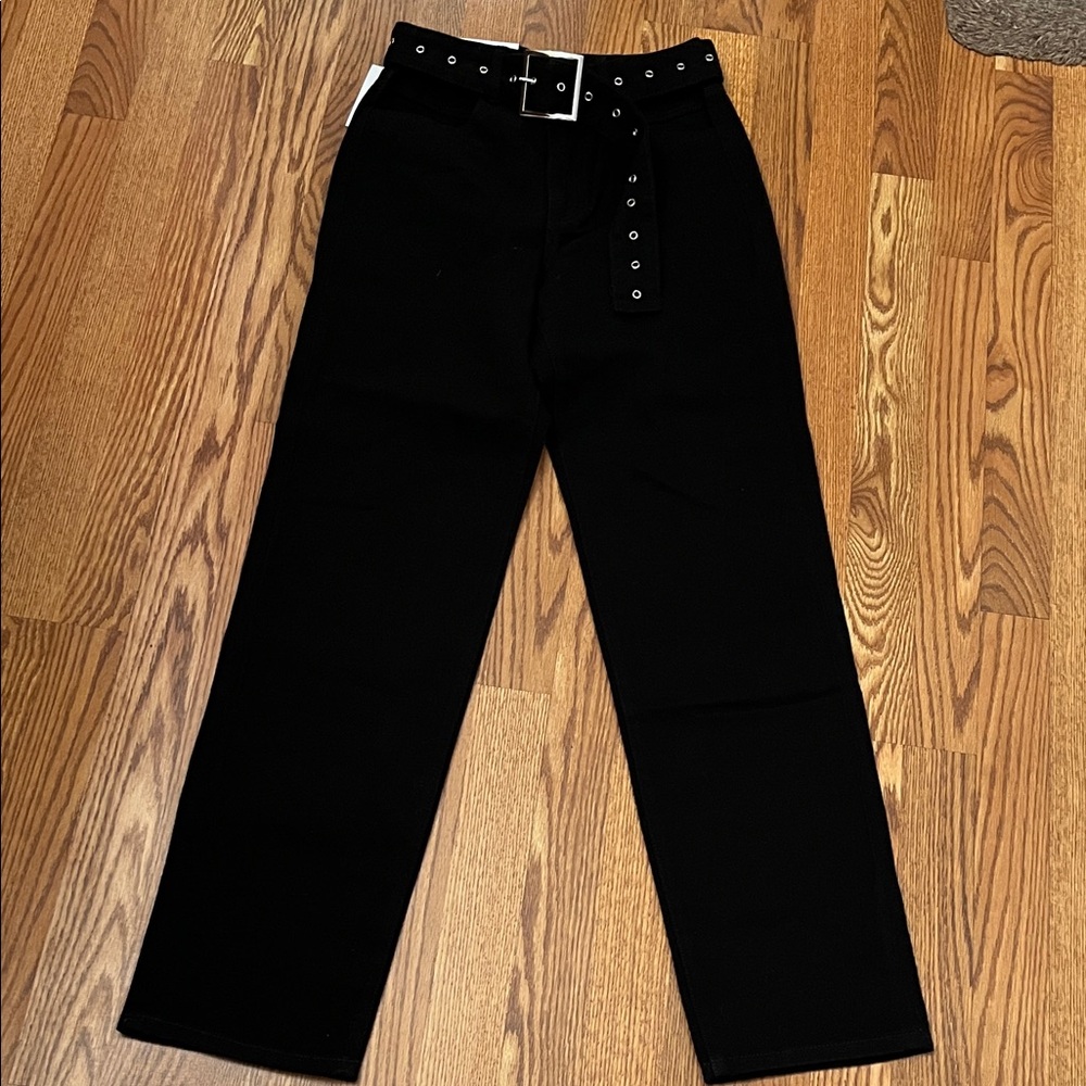 NWT weworewhat Cut Out Straight Black Twill Denim